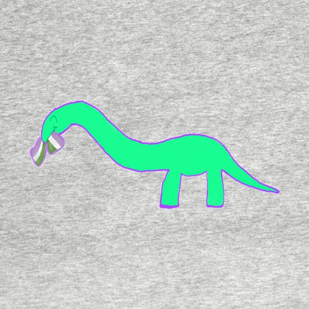 Long neck Dino with gender queer pride by system51